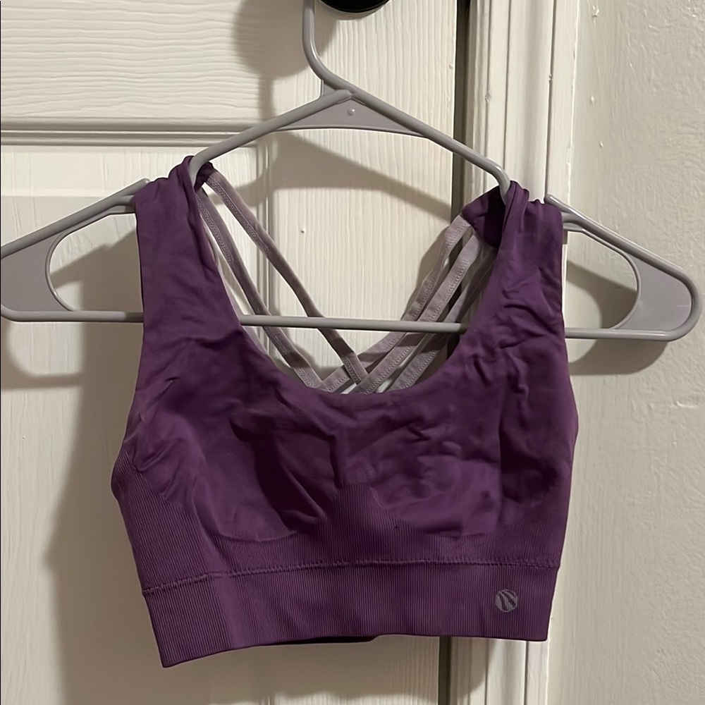 Women's Purple Sports Bra Crossed back